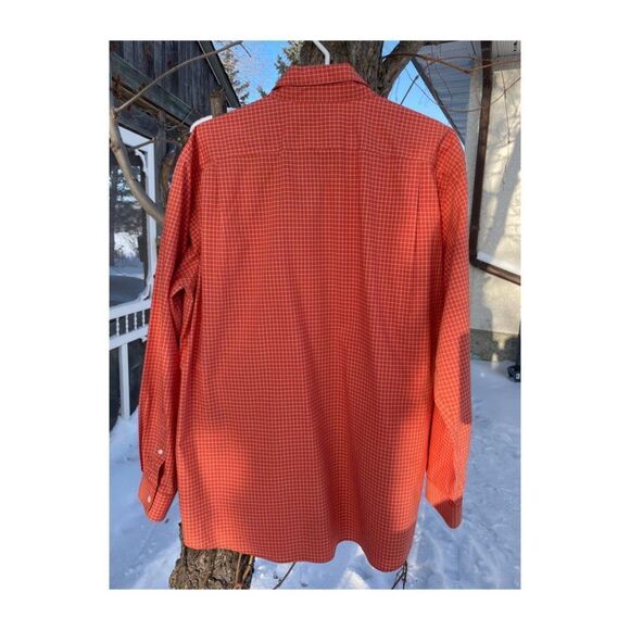 L.L. Bean Button Down Shirt Orange Gingham Check Wrinkle Free Traditional Fit - Picture 5 of 5